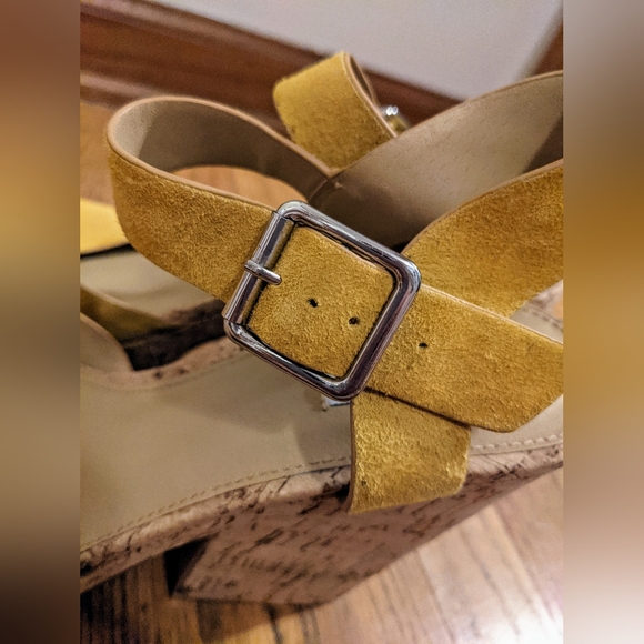 Steve Madden Jess Yellow Suede Cork Platform Sandal sz 11 - Picture 8 of 13
